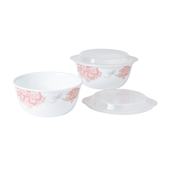 2pc 900ml noodle bowl with plastic cover set peony bouquet 428a ccl pnb 4 240814030505