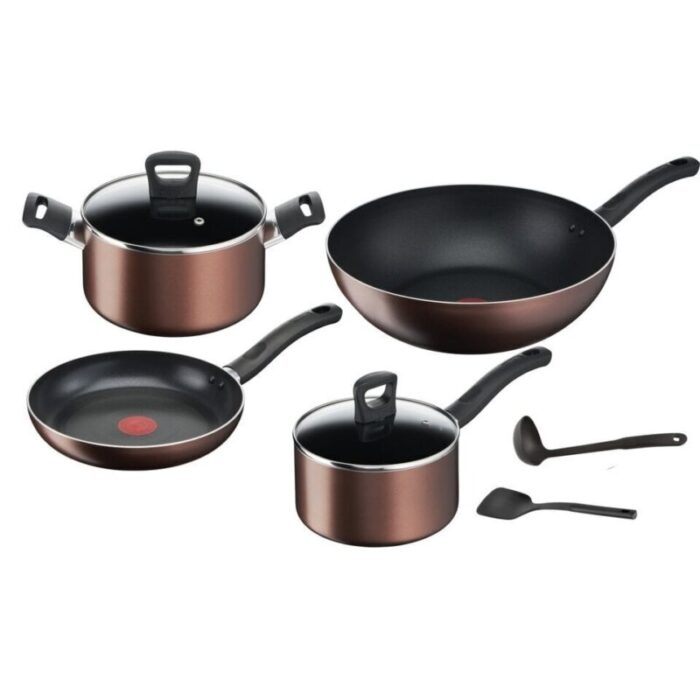 day by day 8pc cookware set frypan 24cm wokpan 28cm saucepan 18cm stock pot 20cm with lid ladle spatula g143s8 240925100750