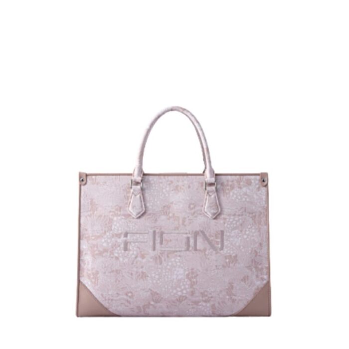 fion jin heartbeat jacquard with leather large shoulder bag 240625010042 3