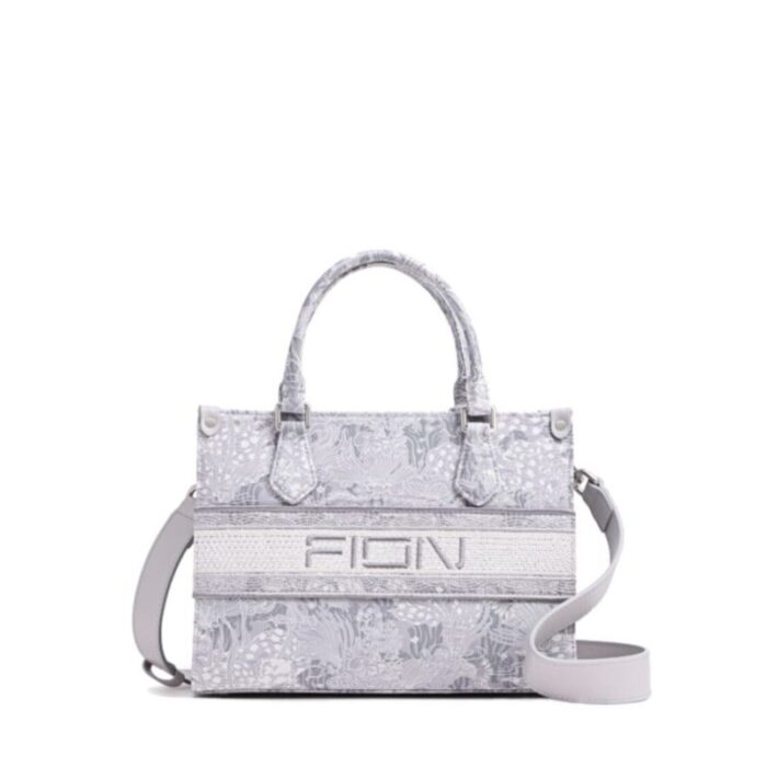 fion zishi koi jacquard with leather medium tote bag 240625010040