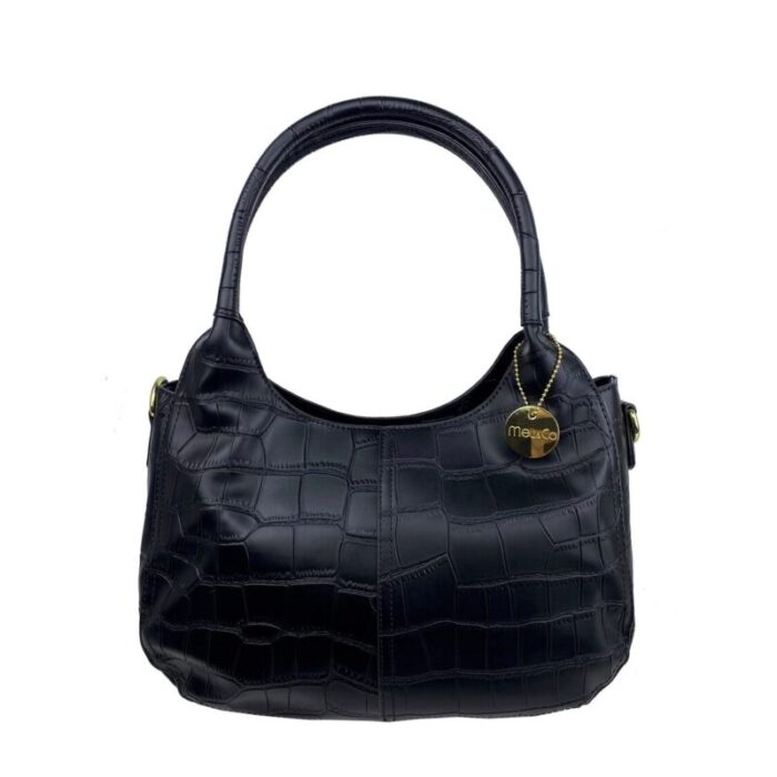 melco croco double round handle mid size shoulder bag black 230727060433 1