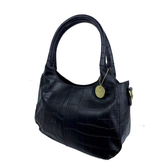 melco croco double round handle mid size shoulder bag black 230727060433 2