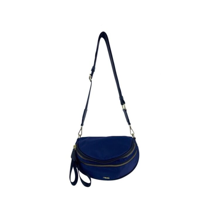 melco nylon bum sling bag with oversize zipper navy 230728091144