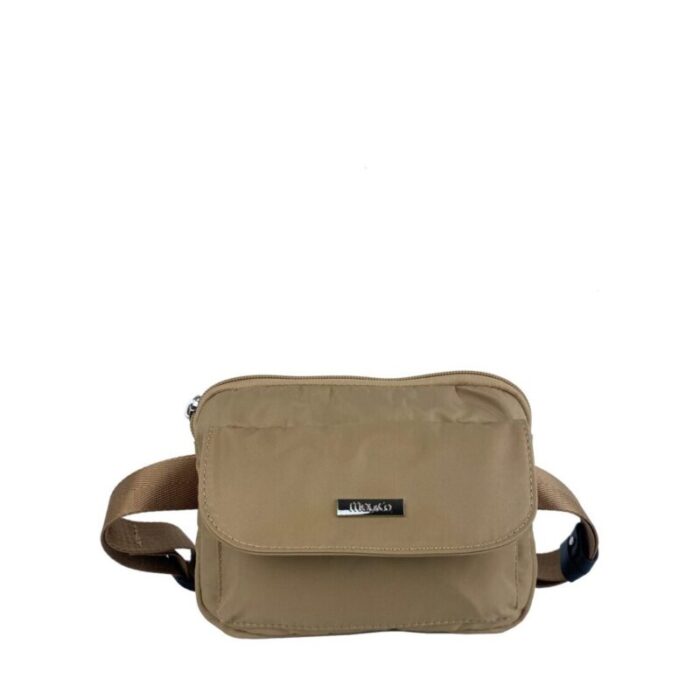 melco nylon waist pouch with front flap pocket beige 230727055830