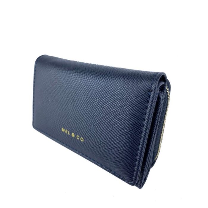 melco saffiano effect compact tri fold wallet navy 230717055003 2