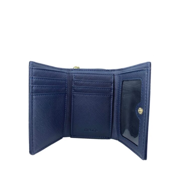 melco saffiano effect compact tri fold wallet navy 230717055003 4