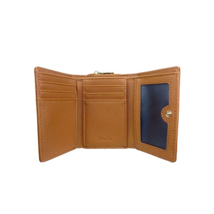 melco saffiano effect compact tri fold wallet tan 230727042733 1