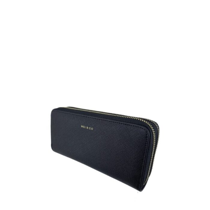 melco saffiano effect double zip around large wallet with wrist strap black 240822054349 2