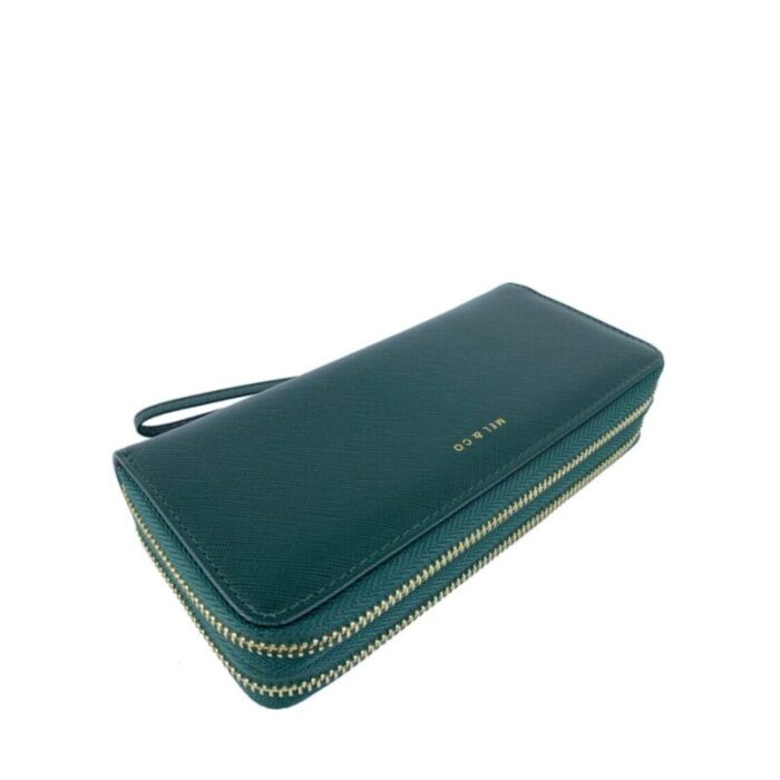 melco saffiano effect double zip around large wallet with wrist strap forest green 240822053258 3