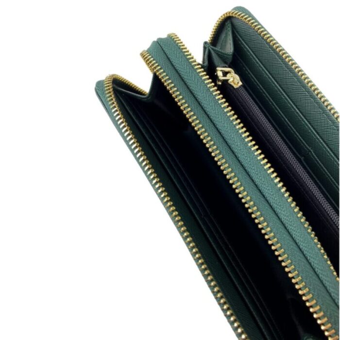 melco saffiano effect double zip around large wallet with wrist strap forest green 240822053258 5