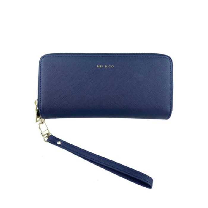 melco saffiano effect double zip around large wallet with wrist strap navy 240822053311 1