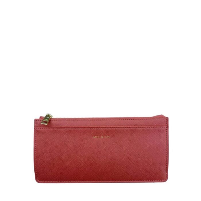 melco saffiano effect slim long wallet coral 240426092448