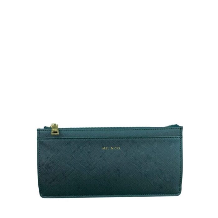 melco saffiano effect slim long wallet forest green 240426092448