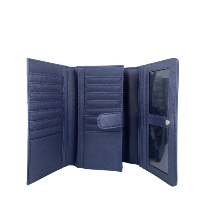 melco saffiano effect tri fold flap large wallet navy 240822053123 5