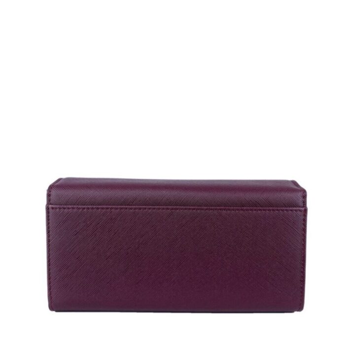 melco saffiano effect tri fold flap large wallet wine 240822053133 1