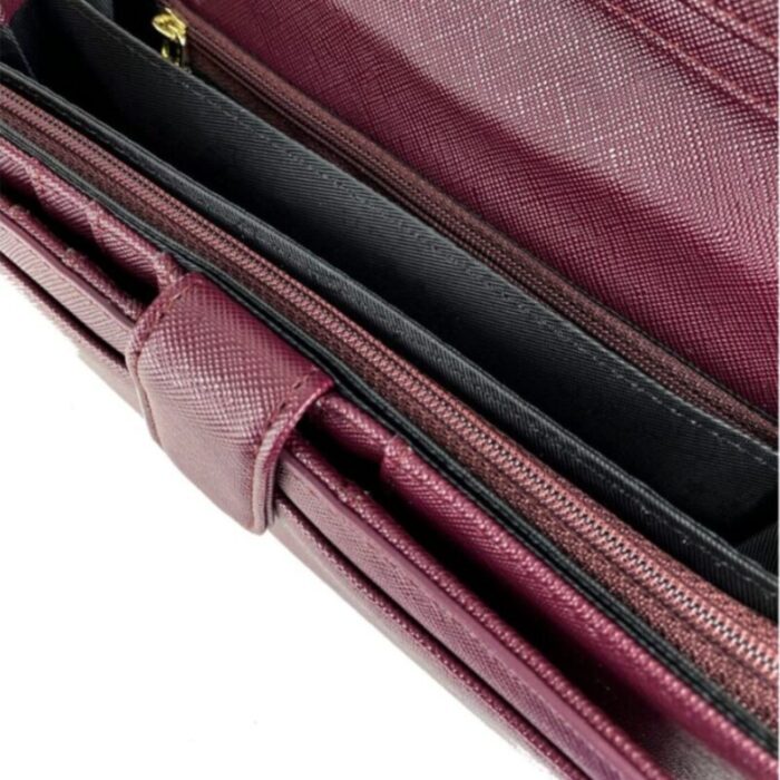 melco saffiano effect tri fold flap large wallet wine 240822053133 6