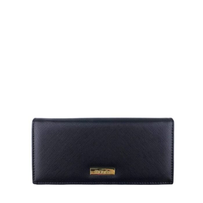 melco saffiano leatherette basic flap long wallet black 240822053247