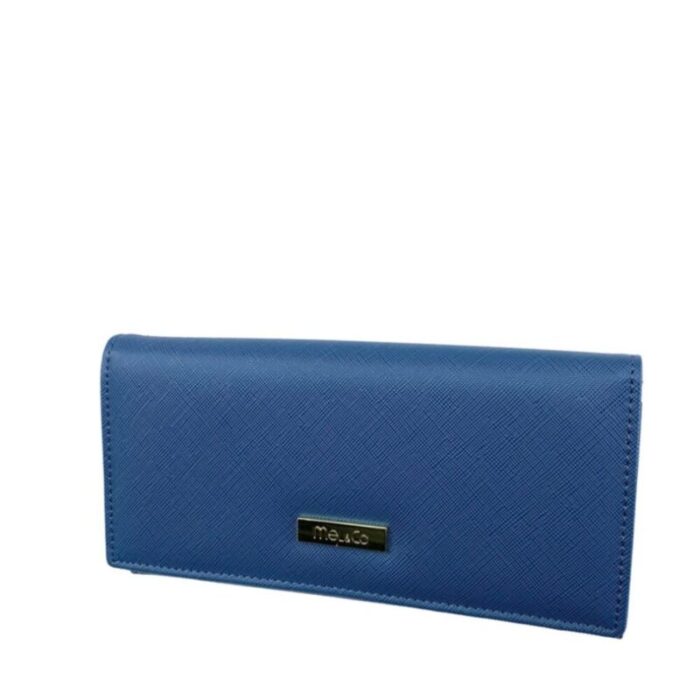 melco saffiano leatherette basic flap long wallet blue 240822053146 3