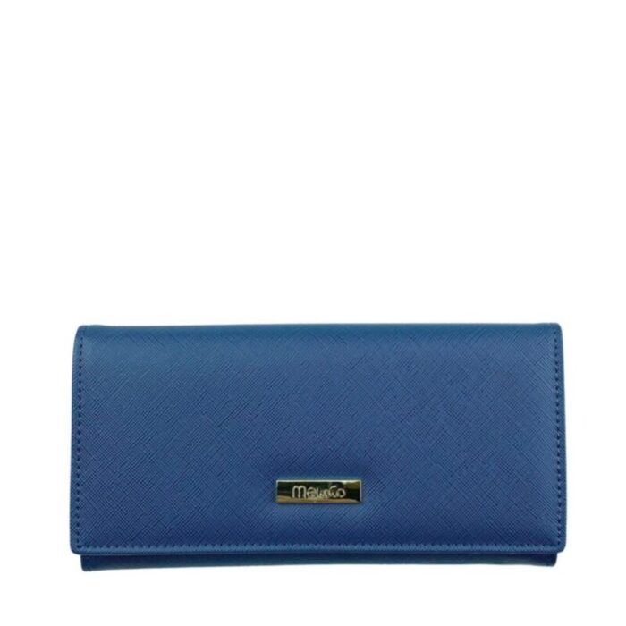 melco saffiano leatherette basic flap long wallet blue 240822053146