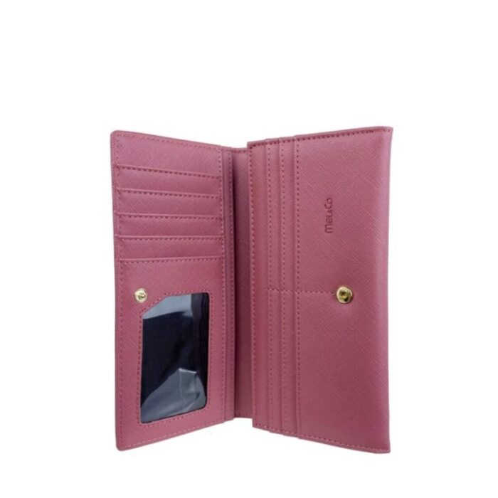 melco saffiano leatherette basic flap long wallet rose 240822053012 2