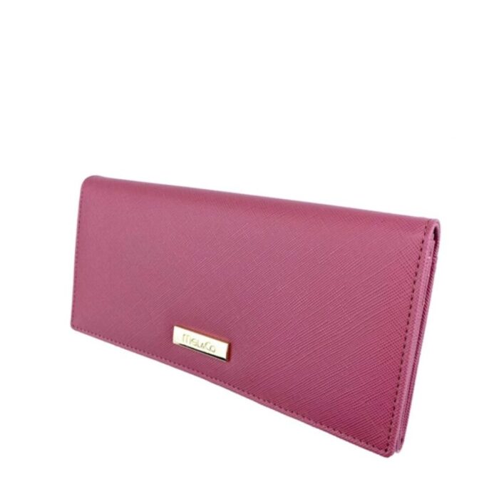 melco saffiano leatherette basic flap long wallet rose 240822053012 3