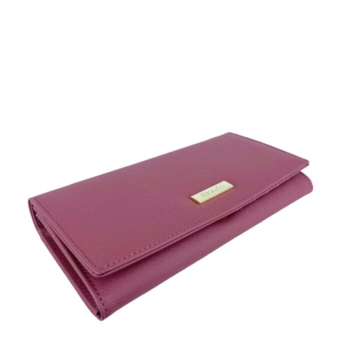 melco saffiano leatherette basic flap long wallet rose 240822053012 4