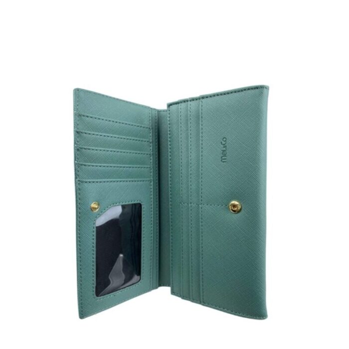 melco saffiano leatherette basic flap long wallet sea green 240822053458 2