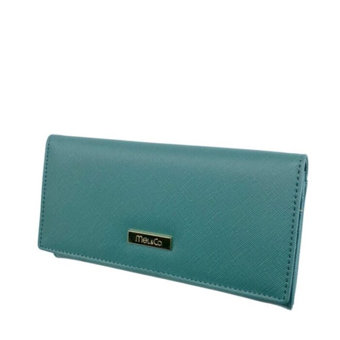 melco saffiano leatherette basic flap long wallet sea green 240822053458 3