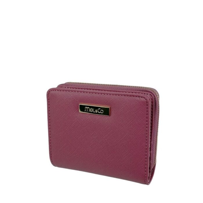 melco saffiano leatherette bifold zip coin card wallet rose 230707015229 1