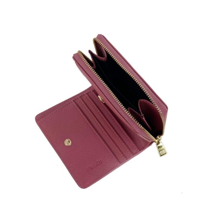 melco saffiano leatherette bifold zip coin card wallet rose 230707015229 4