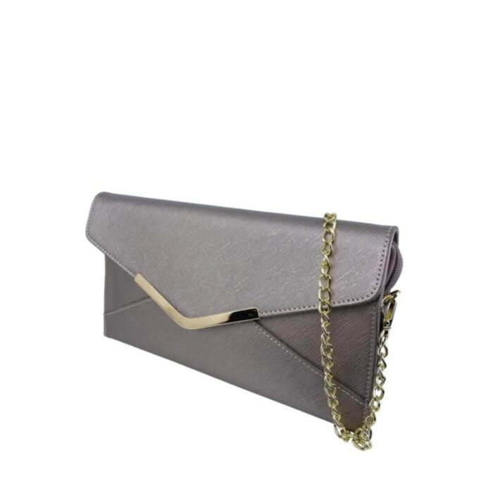 melco saffiano leatherette envelope clutch with chain gun 240426092439 2