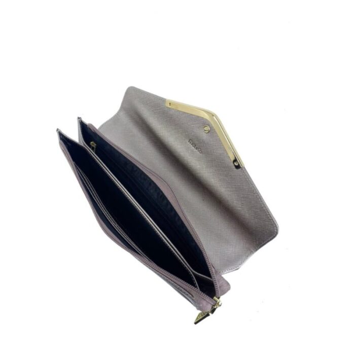 melco saffiano leatherette envelope clutch with chain gun 240426092439 4