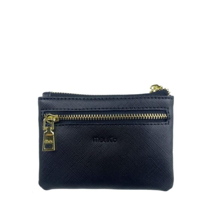 melco saffiano leatherette front flap pocket pouch with keyring mf1589 blk 240105042944 1