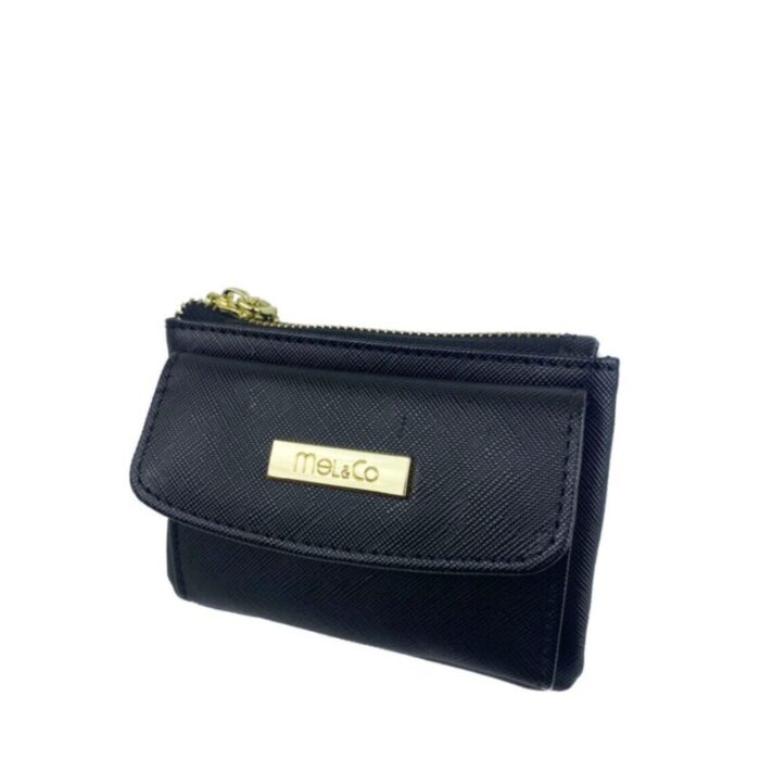 melco saffiano leatherette front flap pocket pouch with keyring mf1589 blk 240105042944 2