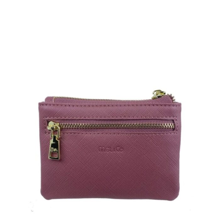 melco saffiano leatherette front flap pocket pouch with keyring mf1589 rose 240105042942 1