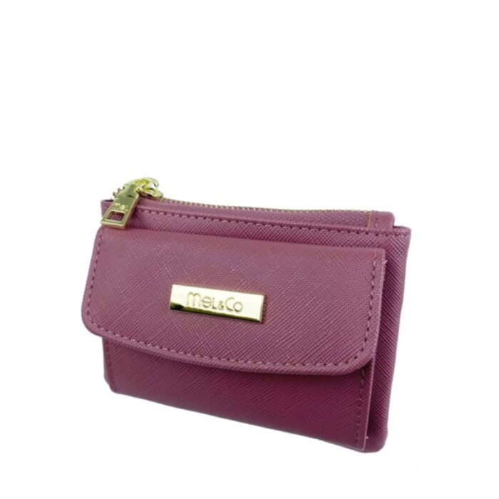 melco saffiano leatherette front flap pocket pouch with keyring mf1589 rose 240105042942 2