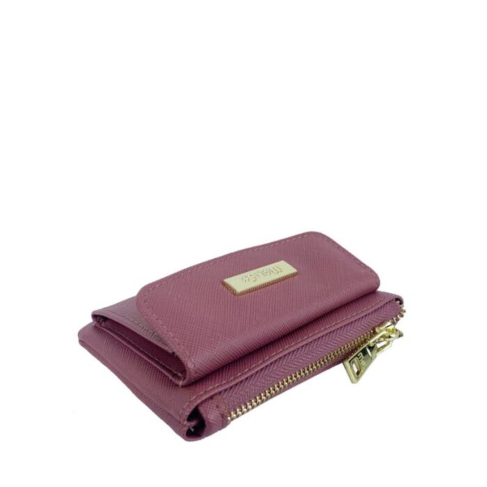 melco saffiano leatherette front flap pocket pouch with keyring mf1589 rose 240105042942 3