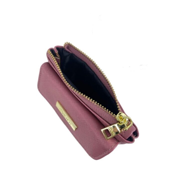 melco saffiano leatherette front flap pocket pouch with keyring mf1589 rose 240105042942 4