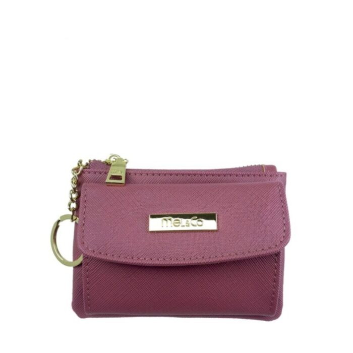 melco saffiano leatherette front flap pocket pouch with keyring mf1589 rose 240105042942