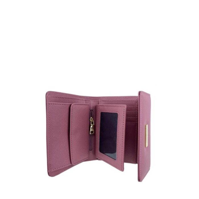 melco saffiano leatherette half flap mid size wallet rose 230707015230 1