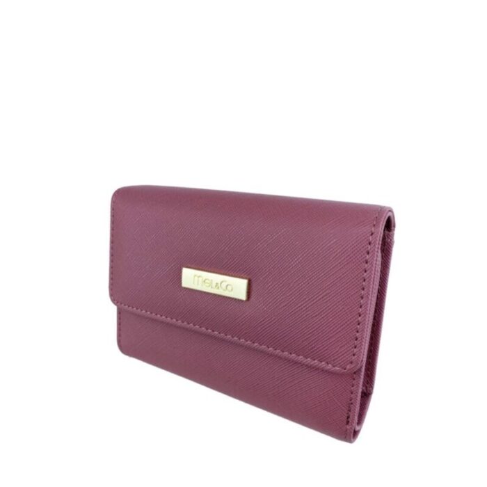 melco saffiano leatherette half flap mid size wallet rose 230707015230 2