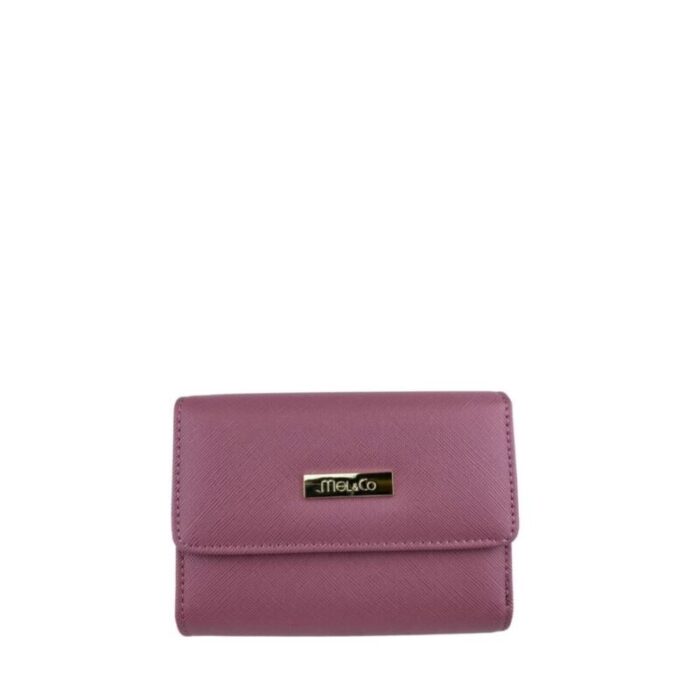 melco saffiano leatherette half flap mid size wallet rose 230707015230