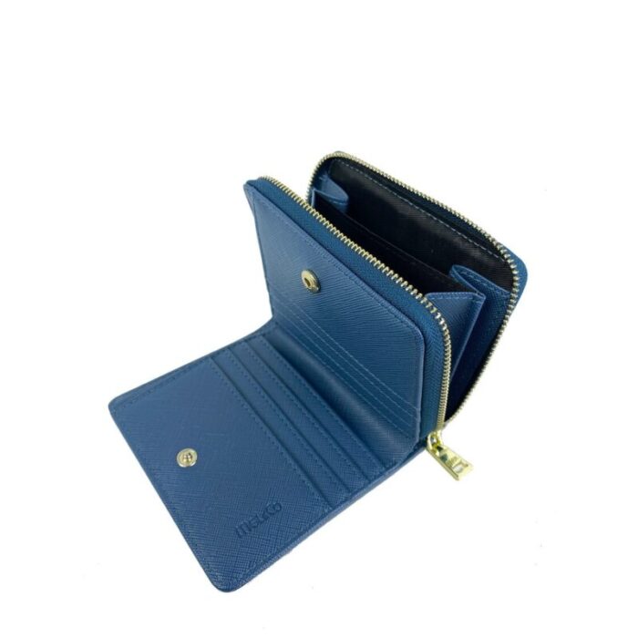 melco saffiano leatherette snap wallet with zip around compartment blue 240426092446 3