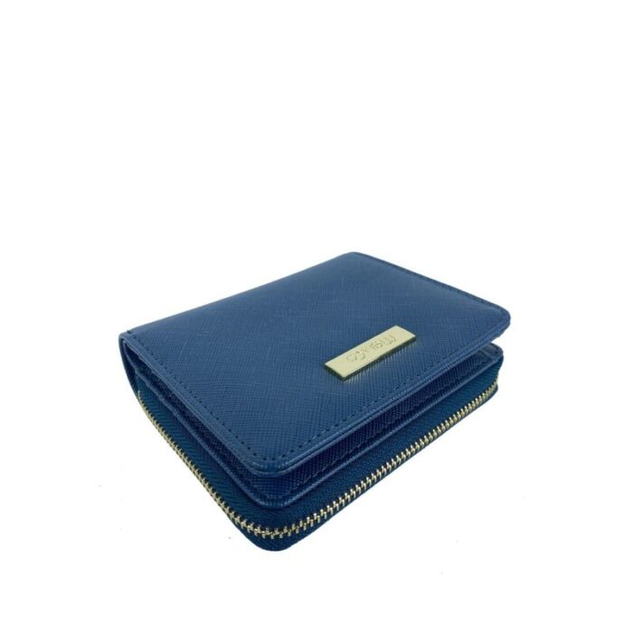 melco saffiano leatherette snap wallet with zip around compartment blue 240426092446 4