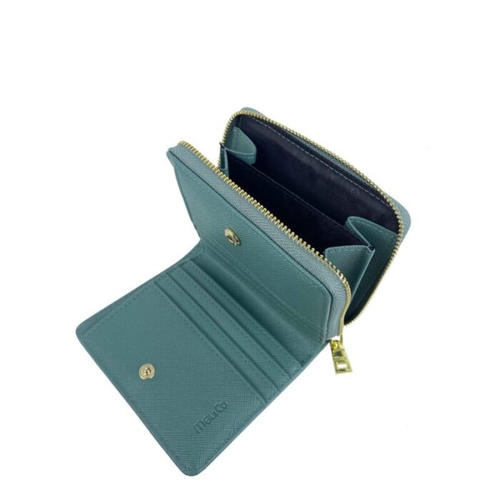 melco saffiano leatherette snap wallet with zip around compartment sea green 240423033340 3