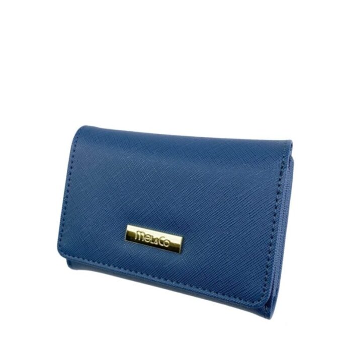 melco saffiano leatherette tri fold zip coin card wallet blue 240426092439 2