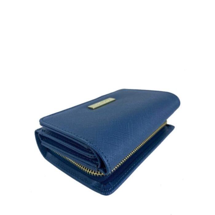 melco saffiano leatherette tri fold zip coin card wallet blue 240426092439 3