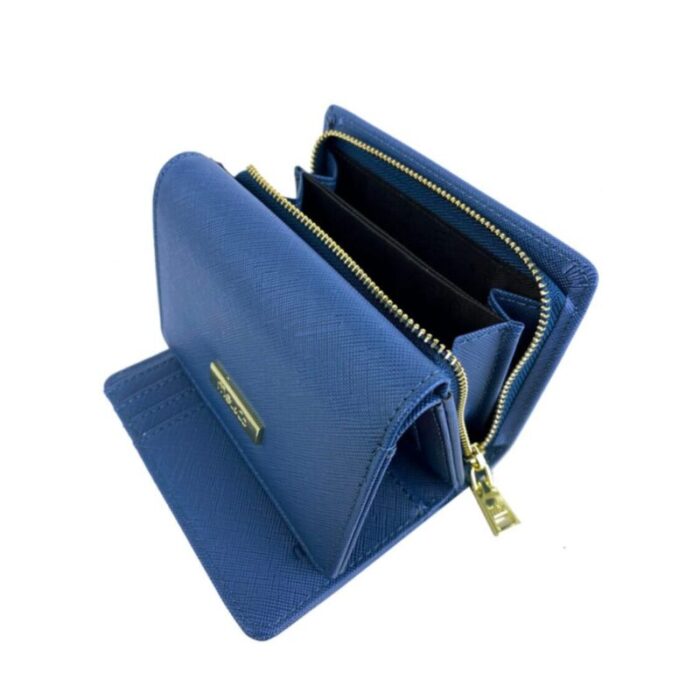 melco saffiano leatherette tri fold zip coin card wallet blue 240426092439 5