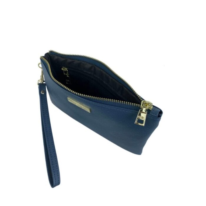 melco saffiano leatherette wristlet pouch blue 240822053419 3