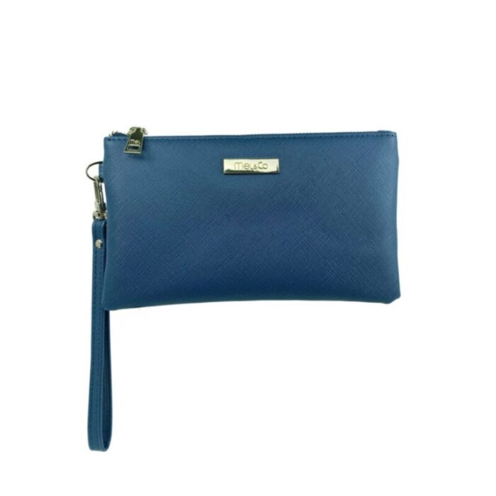 melco saffiano leatherette wristlet pouch blue 240822053419